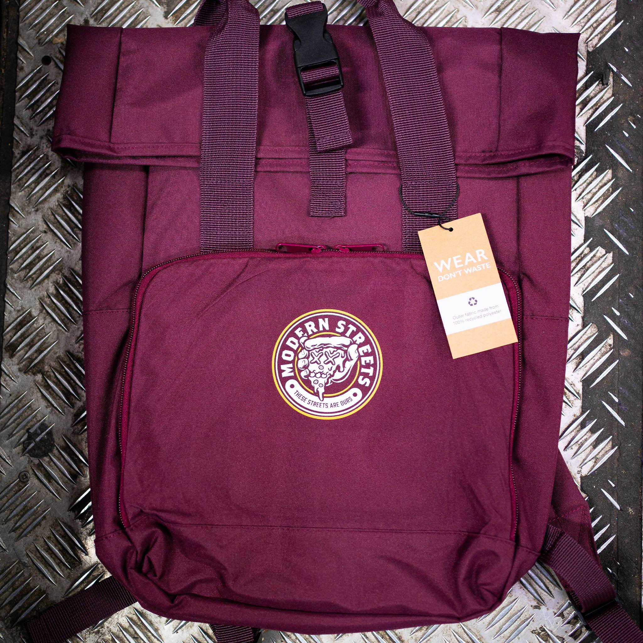 Burgundy Roll-Top Backpack