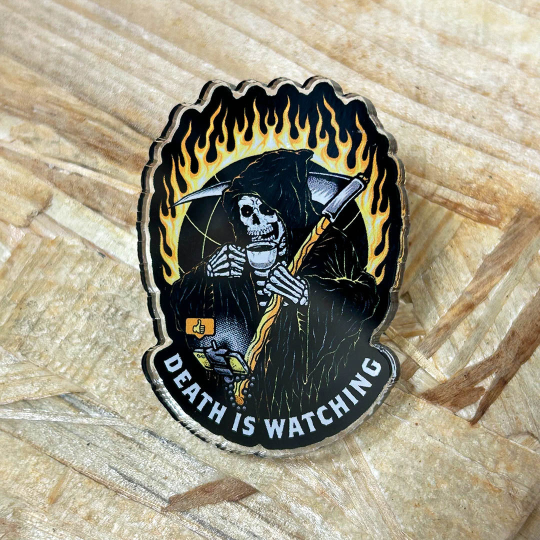 Death Is Watching Pin Badge